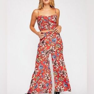 Free People Red Floral pant set